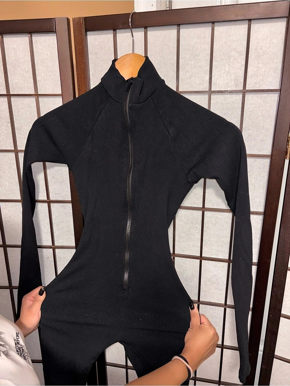 Fashion Nova Juliet Snatched Jumpsuit Black Long Sleeve Size Small
